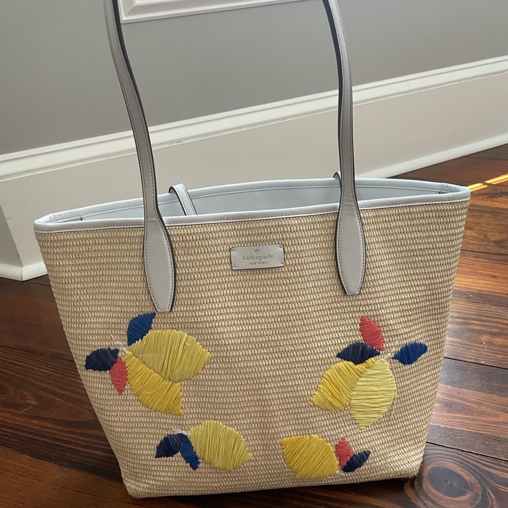 Kate Spade straw lemon tote